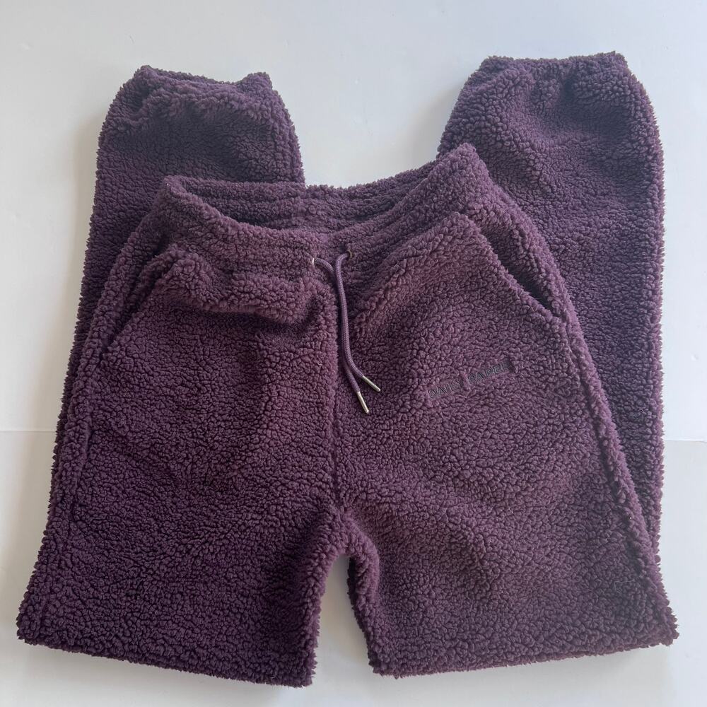 Daily Paper Purple Sherpa Fleece Jogger Pants XS Streetwear Cozy Teddy Unisex